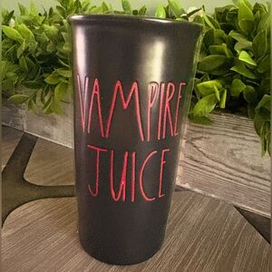 Rae Dunn Vampire Juice Ceramic Travel Mug Halloween Black Red Blood